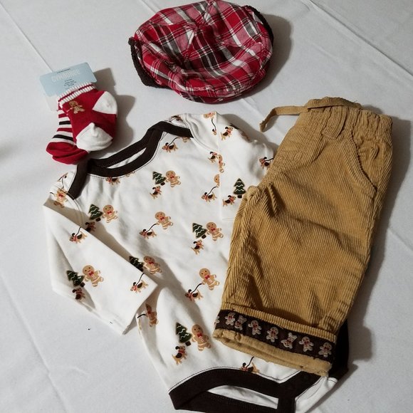 Gymboree 3-6 Month Gingerbread Boy Pants, Bodysuit, Hat & 0-3 socks Outfit NWT - Picture 6 of 6